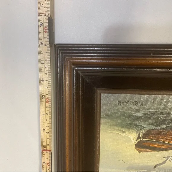 Vintage K. Baysen Signed Oil Painting Nautical Seascape Landscape Framed Art